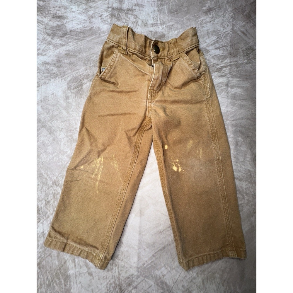 Carhartt Carpenter Pants Baby Size 24 Months 24M Brown Snap Elastic Toddler Kids